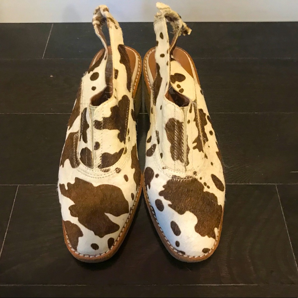 Jeffrey Campbell Mohair Cow Print Slingbacks